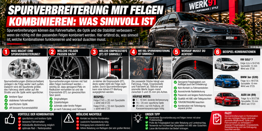 Spurverbreiterung mit Felgen kombinieren: was sinnvoll ist