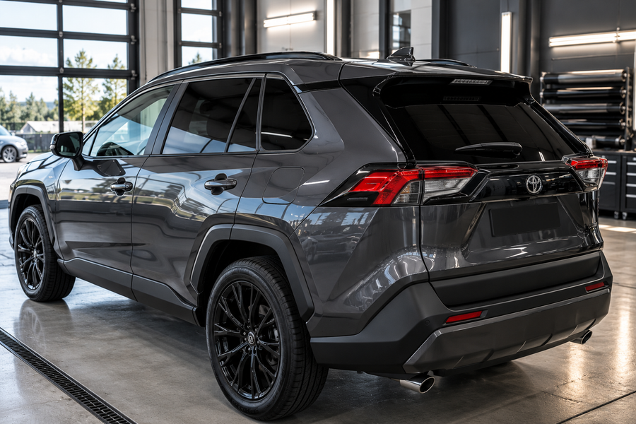 Professionelle Scheibentönung an den hinteren Seitenscheiben und der Heckscheibe eines SUV – DAS FOLIENWERK im Burgenland
