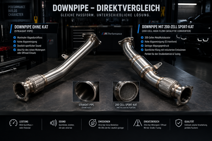 Downpipe mit oder ohne Sportkatalysator? 200 Zellen, Leistung & Zulassung