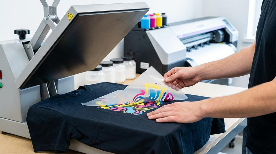 DTF-Transfers mit farbigen Druckmotiven für T-Shirts und Arbeitskleidung – DTFWERK91 Österreich