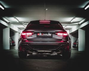 Remus Sportschalldämpfer links und Sportschalldämpfer rechts (ohne Endrohre), mit je 1er integrierten Klappen, inkl.Genehmigung passend für Audi RS7 4,0l Turbo 441kW tiptronic (DJP mit OPF) ab 11/2019=>