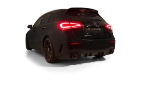 Remus Sportschalldämpfer mittig (ohne Enrohre) mit 1 integrierten Klappe, inkl. EG Genehmigung passend für Mercedes A Klasse A35 2,0l 225kW 4 MATIC (260920, mit OPF) 01/2019=>