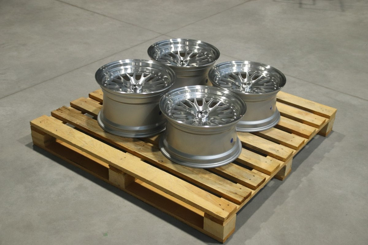 SET-JR#497 – Set of JR10 15x8 ET20 + 15x9 ET0 4x108 Silver Machined Face