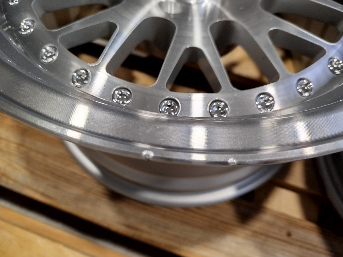 SET-JR#497 – Set of JR10 15x8 ET20 + 15x9 ET0 4x108 Silver Machined Face