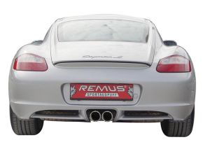 Remus RACING Edelstahl-Sportauspuffanlage links und rechts (OHNE Endrohre!), ab Vorkat, Serienhauptkat im Endschalldämpfer entfällt, OHNE Genehmigung passend für Porsche Boxster 2,7l 176kW