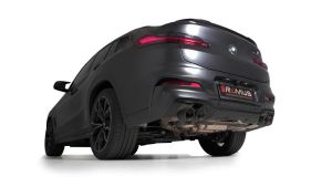 Remus RACING Sportschalldämpfer mittig Für links/rechts Anlage (ohne Endrohre), mit 2 integrierten Klappen, KEINE (EG ) GENEHMIGUNG! passend für BMW X4 M 3.0l Turbo 353kW (S58B30A mit OPF) ab 05/2019=>
