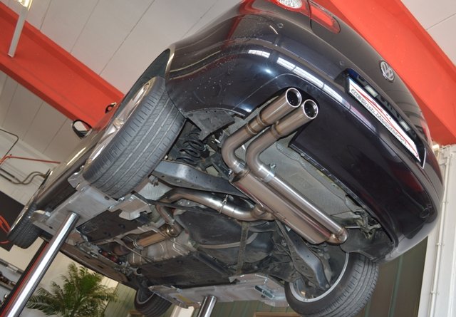 Friedrich Motorsport 76mm Auspuff Sportauspuff Anlage für VW Eos 2.0l TSI