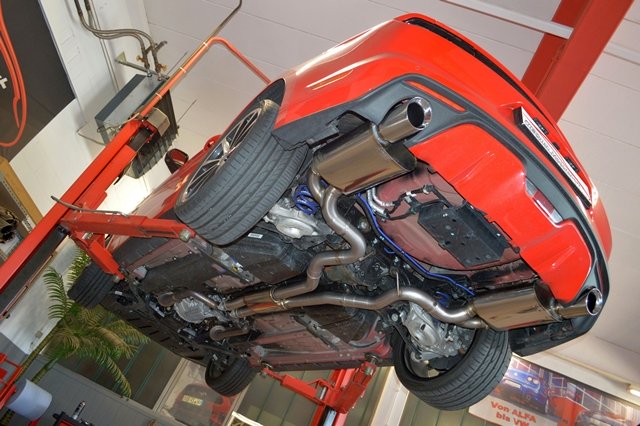 Friedrich Motorsport 76mm Duplex Auspuff Sportauspuff Anlage für Ford Mustang