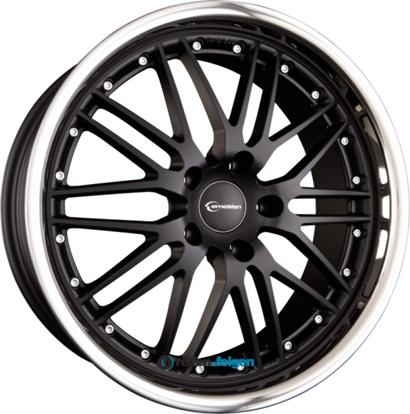 EMOTION-WHEELS WASABI 9.5x19 ET15 5x120 NB74.1 Schwarz Matt mit Inox Edelstahlbett