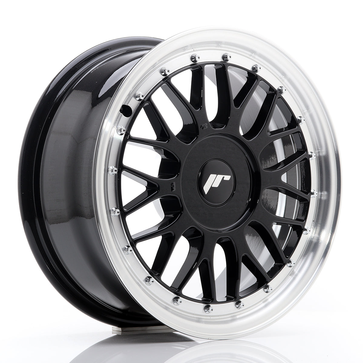 JR Wheels JR23 8x18 ET20-42 5H(5x...) Glossy Black w/Machined Lip