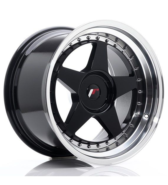 JR Wheels JR6 8x18 ET20-35 5H(5x...) Gloss Black w/Machined Lip