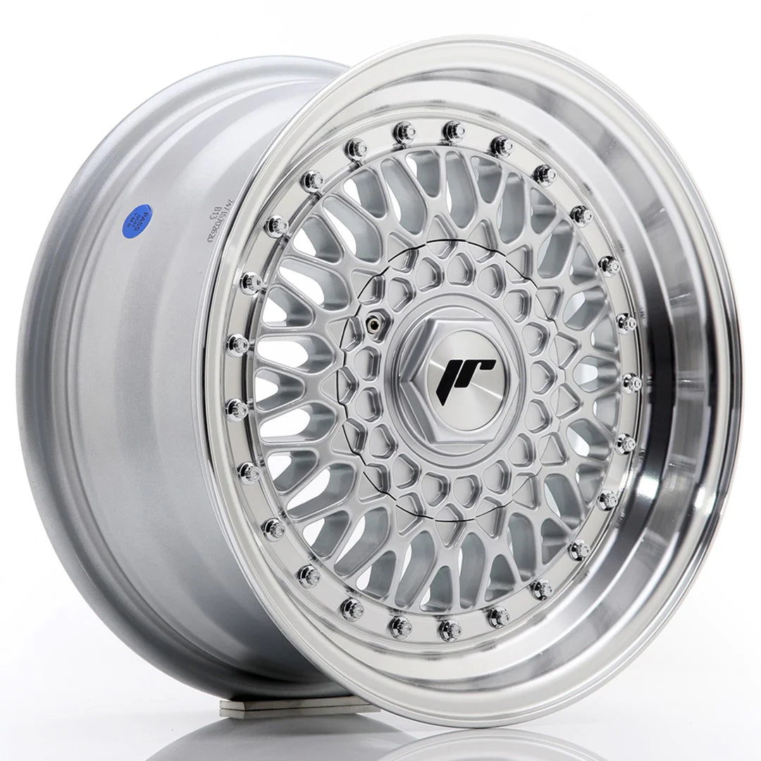 JR Wheels JR9 9x15 ET10 4x100/108 Silver w/Machined Lip+Silver Rivets