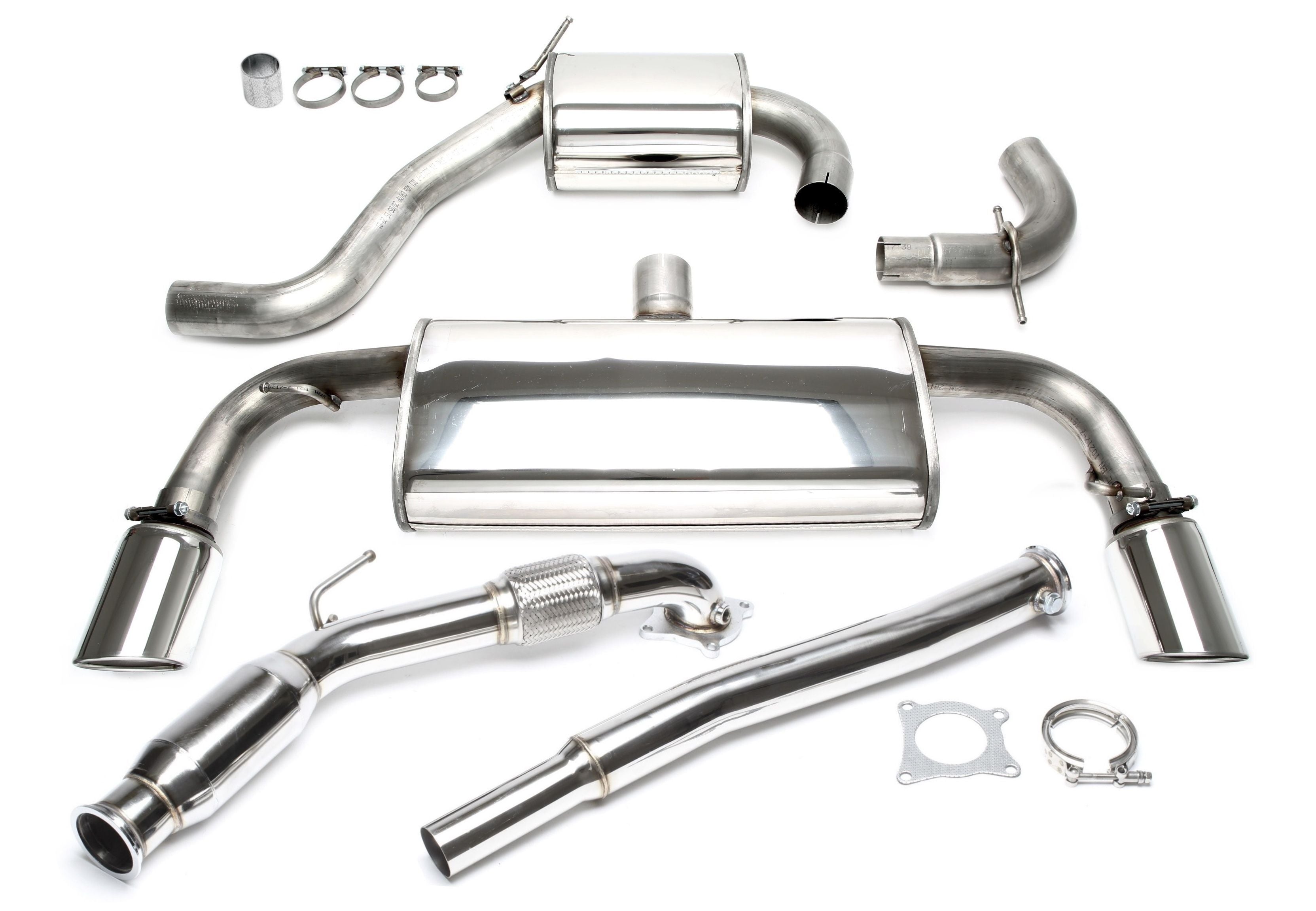 TA Technix Upgrade Kit Downpipe mit Kat + Duplex Edelstahl Anlage 1x100mm passend für VW Golf VI