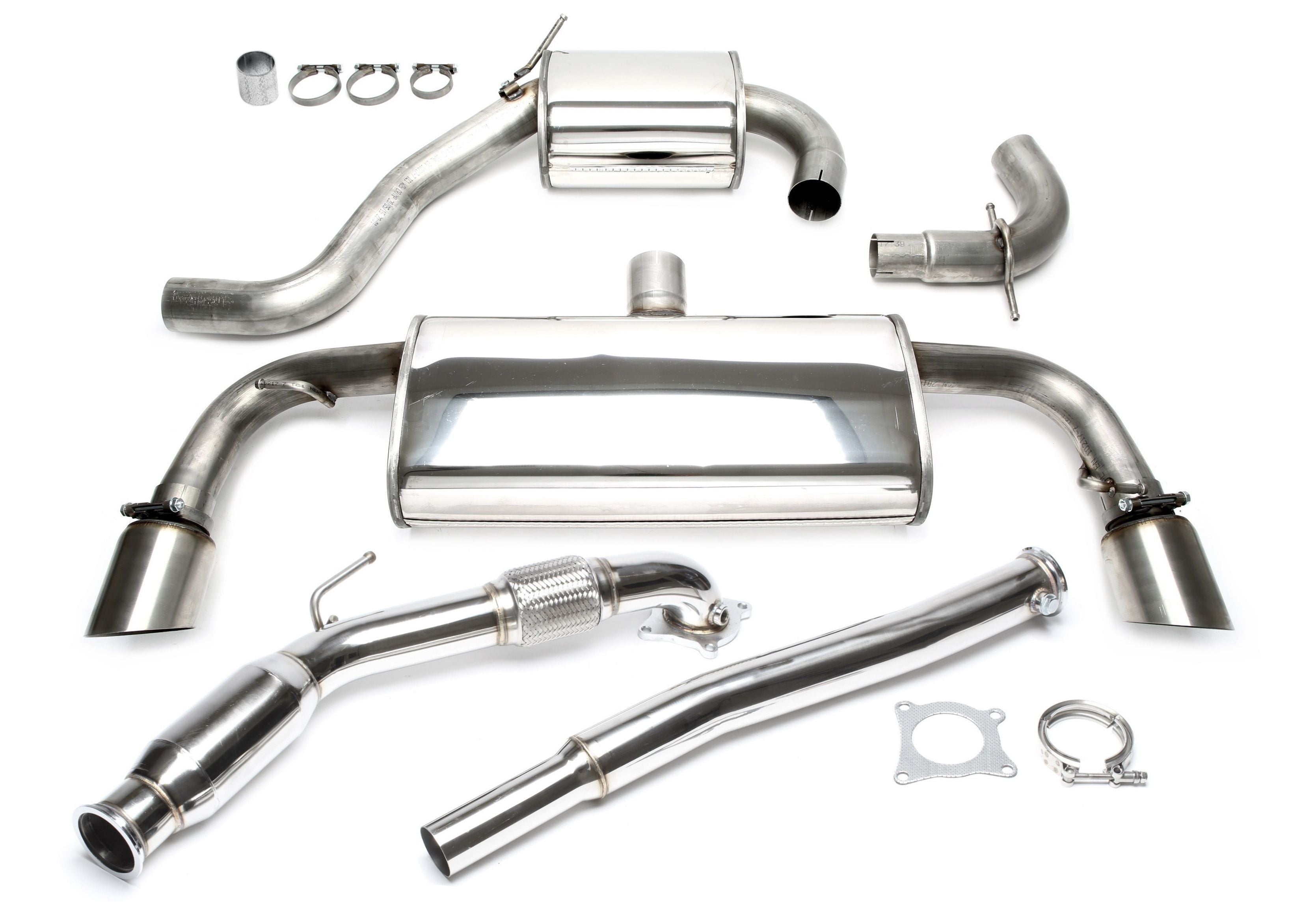 TA Technix Upgrade Kit Downpipe mit Kat + Duplex Edelstahl Anlage 1x100mm passend für VW Golf VI