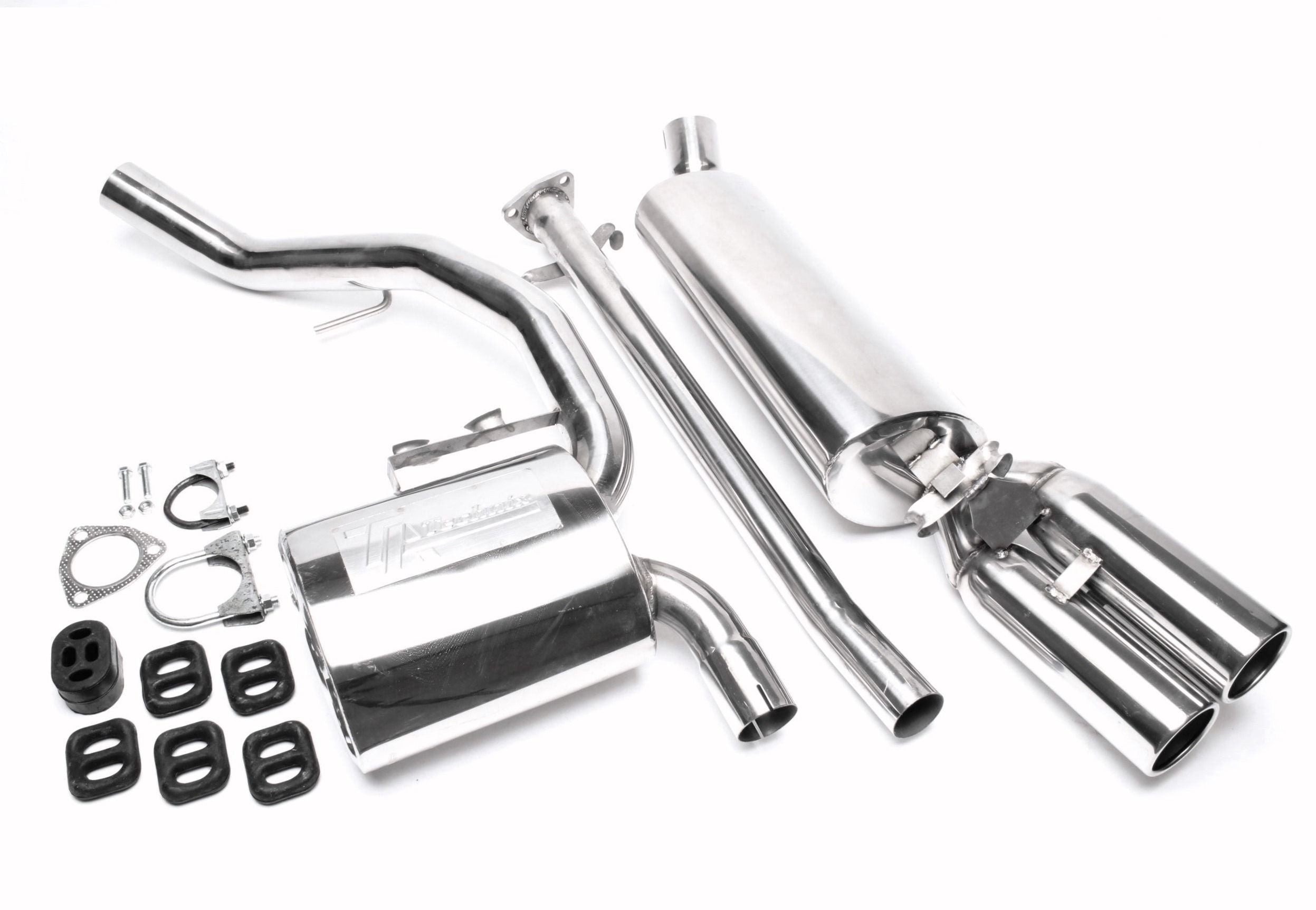 TA Technix Edelstahlanlage 2x76mm rund/gebördelt passend für Opel Calibra A