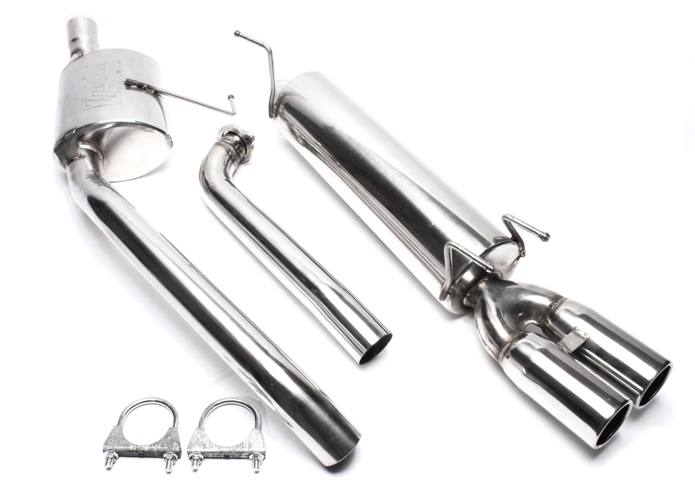TA Technix Edelstahlanlage 2x76mm rund/gebördelt passend für Opel Omega B / 4-​Zylinder Caravan