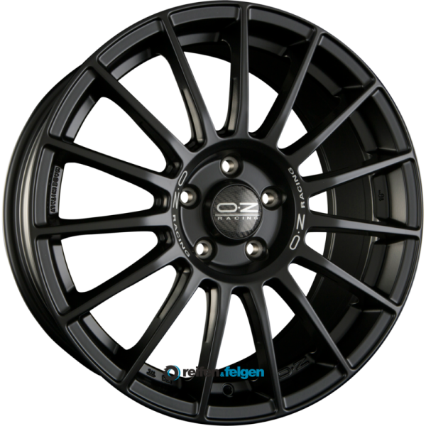 OZ SUPERTURISMO LM 7.5x17 ET42 4x100 NB68 Matt Black + Silver Lettering