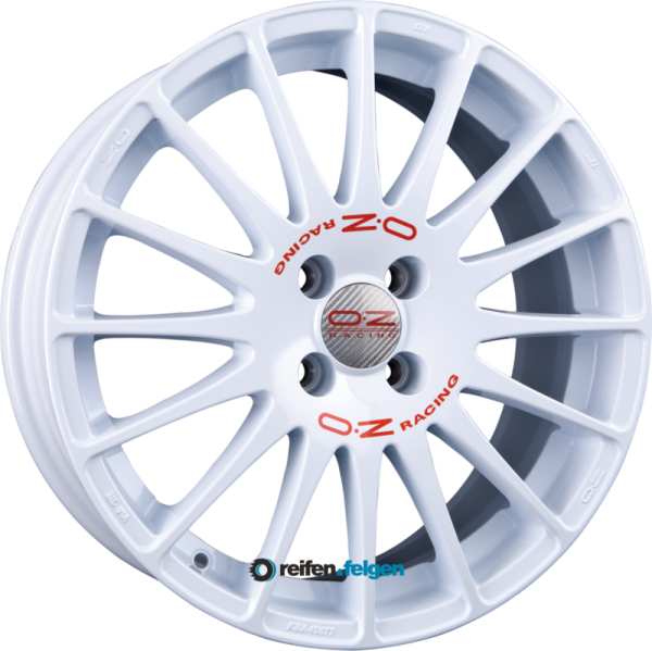 OZ SUPERTURISMO WRC 7x16 ET25 4x108 NB65.1 Race White + Red Lettering