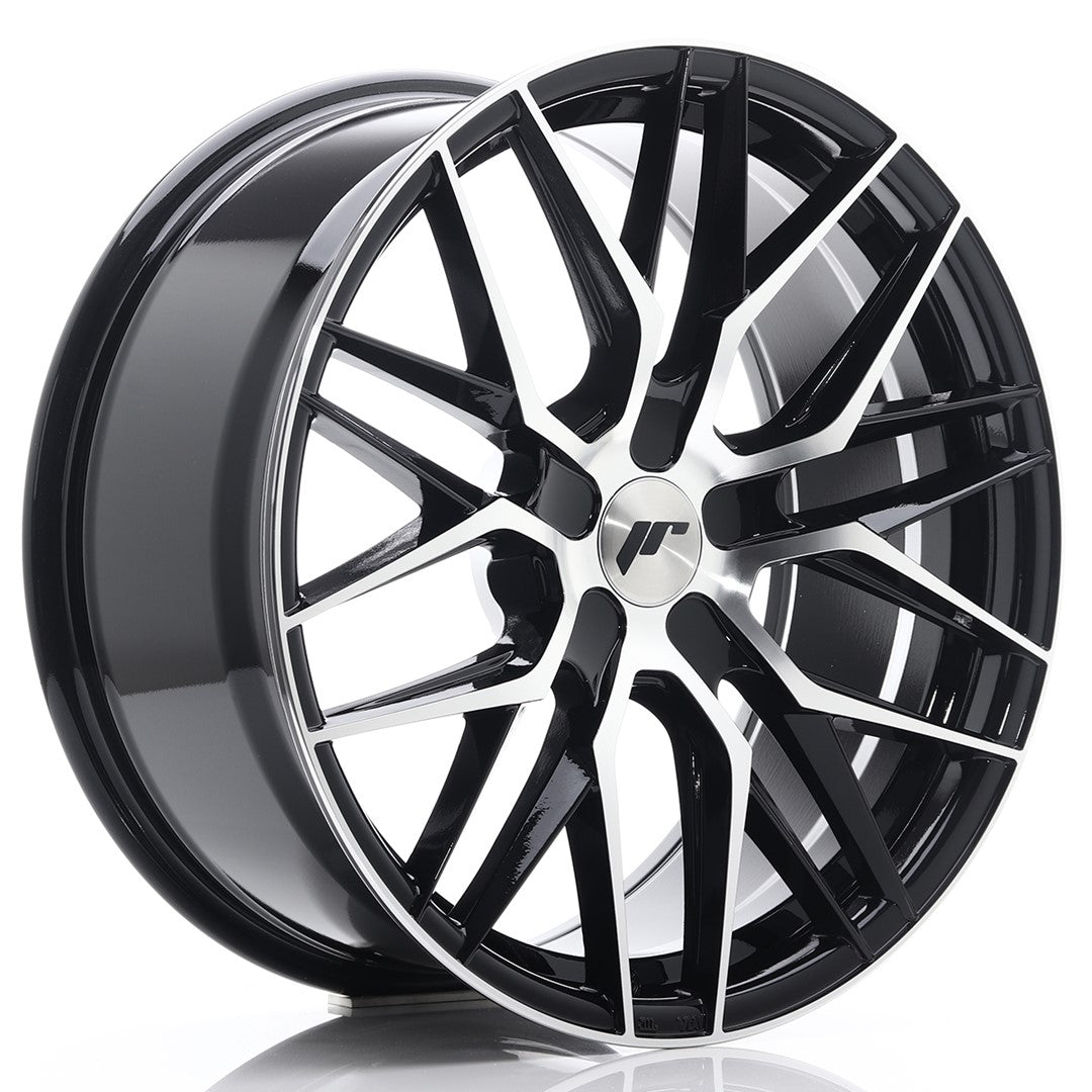 JR Wheels JR28 8x17 ET25-40 BLANK Gloss Black Machined Face