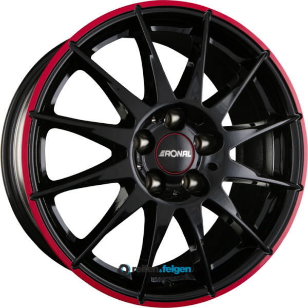 RONAL R54 7x16 ET25 4x108 NB65.1 MCR Jetblack - Red Rim