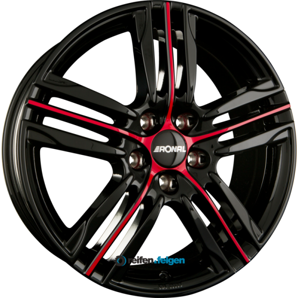 RONAL R57 MCR 7.5x18 ET24 4x108 NB76 Jetblack Red Spoke