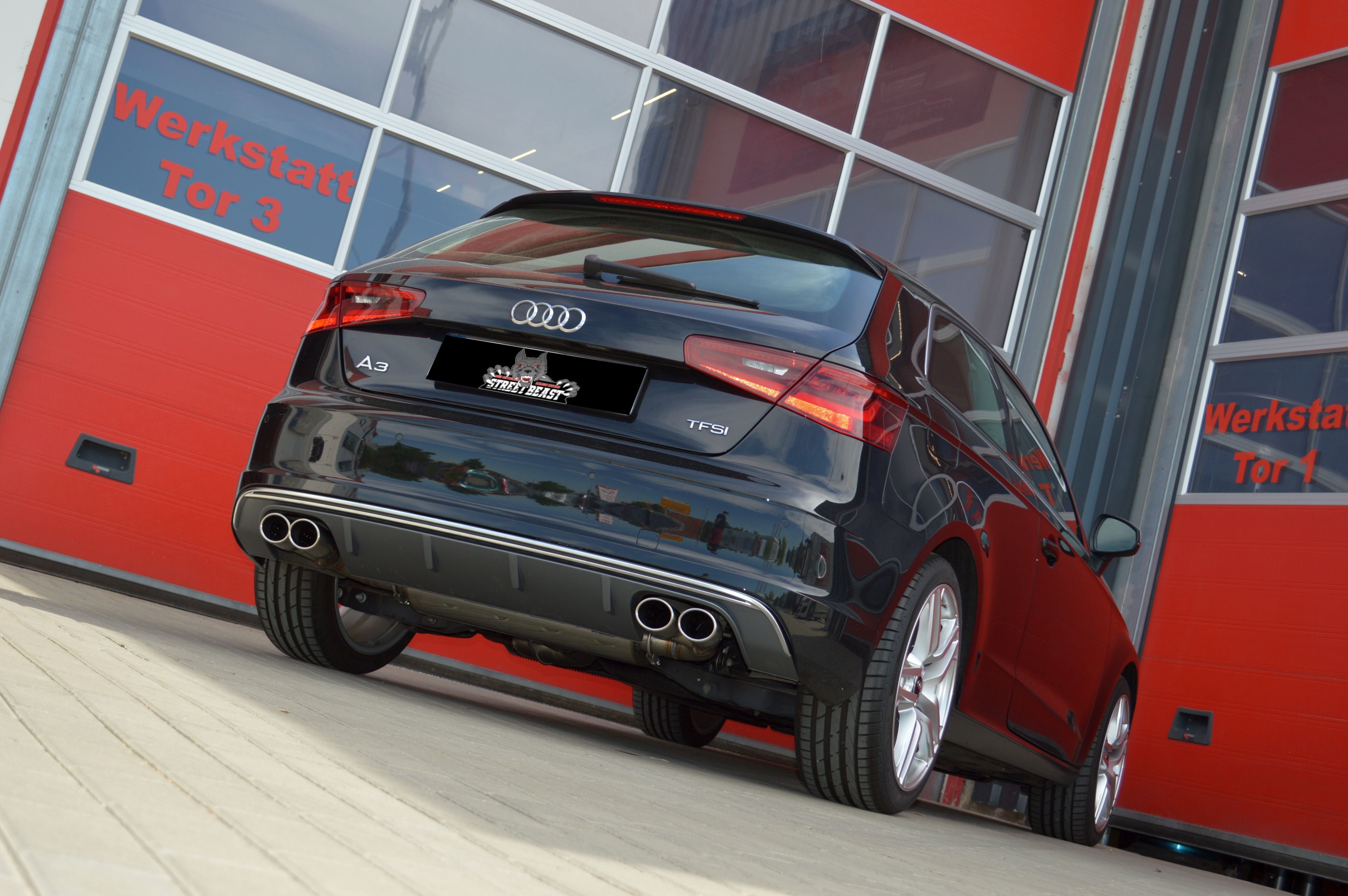 Streetbeast Sportauspuff 76mm Duplex-Anlage mit Soundgenerator für Audi A3 8V
