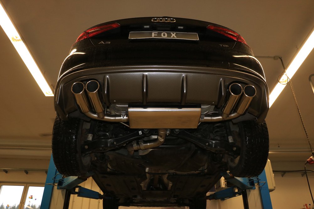 Fox Auspuff Duplex Sportauspuff Sportendschalldämpfer für Audi A3 8V Sportback