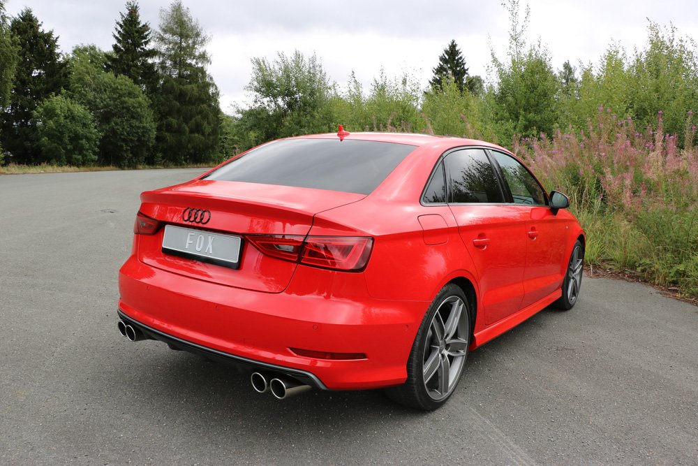 Fox Duplex Sportauspuff Endschalldämpfer für Audi A3 8V Limo S-Line 1.2 1.4 1.6