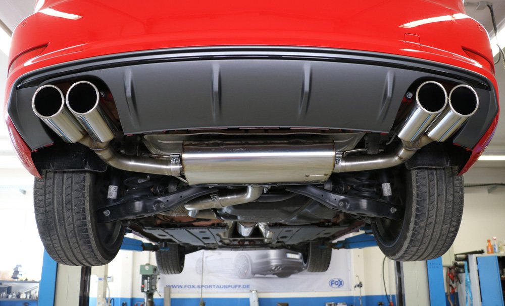 Fox Duplex Sportauspuff Endschalldämpfer für Audi A3 8V Limo S-Line 1.8l 132kW