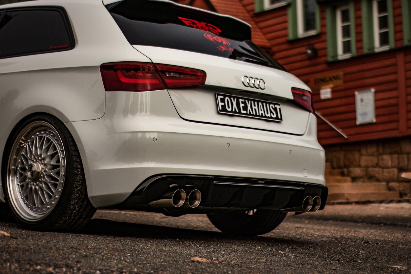 Fox Duplex Auspuff Sportauspuff Endschalldämpfer für Audi A3 8V Sportback 1.8