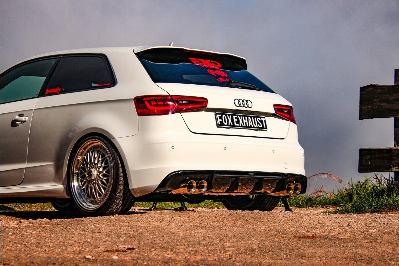Fox Duplex Auspuff Sportauspuff Endschalldämpfer für Audi A3 8V Sportback 1.8