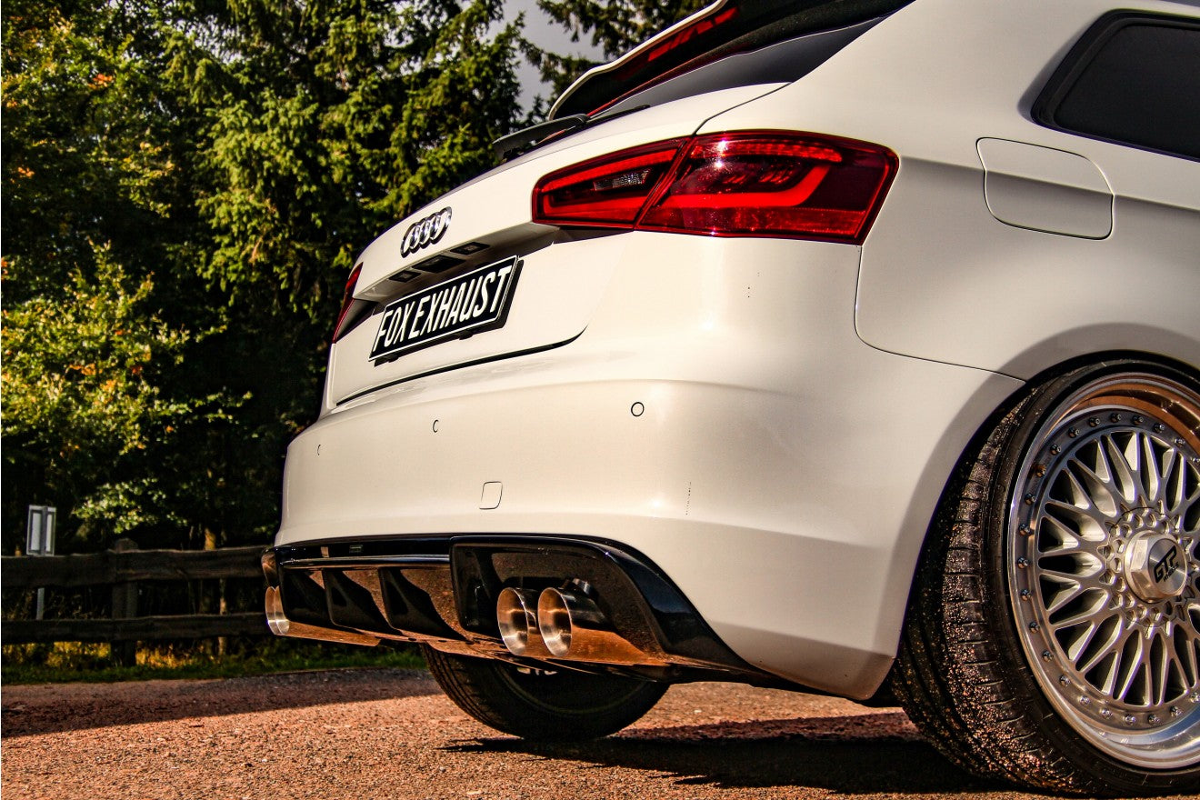 Fox Duplex Auspuff Sportauspuff Endschalldämpfer für Audi A3 8V Sportback 1.8
