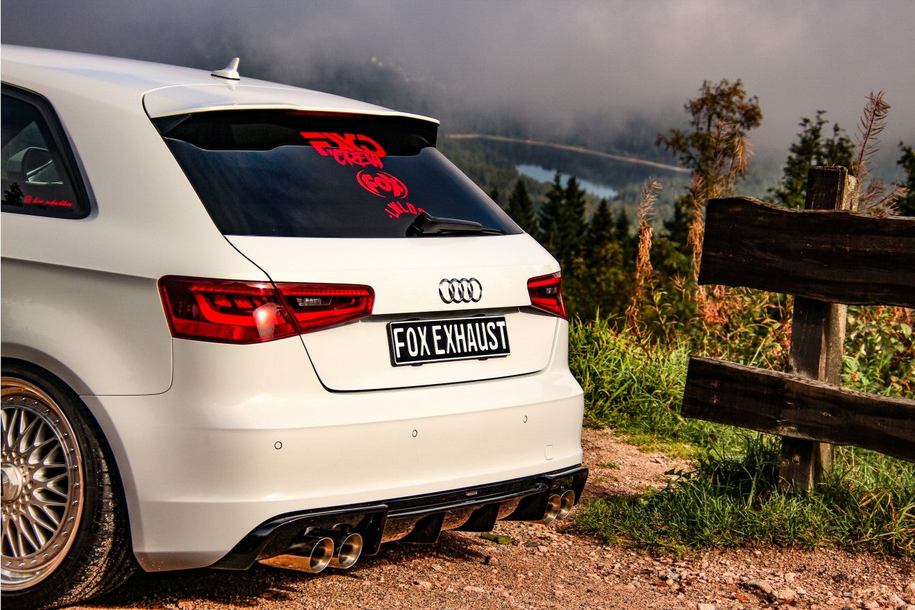 Fox Duplex Auspuff Sportauspuff Endschalldämpfer für Audi A3 8V Sportback 1.8