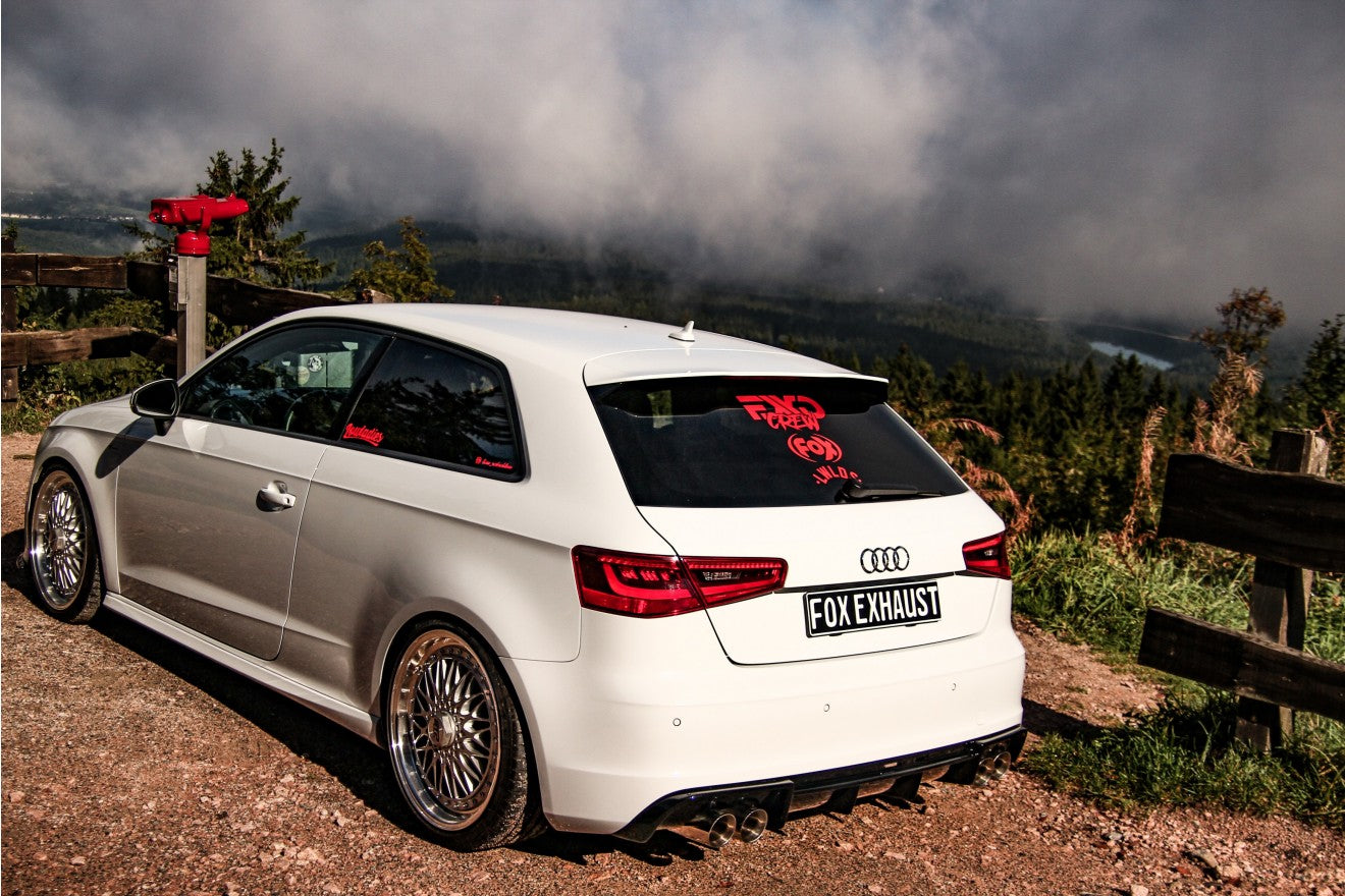 Fox Duplex Auspuff Sportauspuff Endschalldämpfer für Audi A3 8V Sportback 1.8