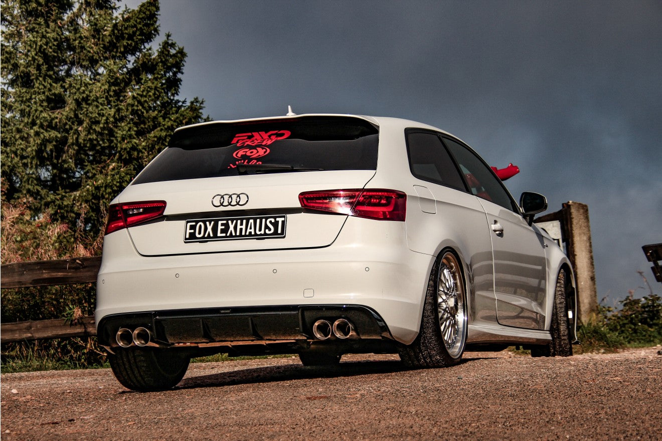 Fox Duplex Auspuff Sportauspuff Endschalldämpfer für Audi A3 8V Sportback 1.8