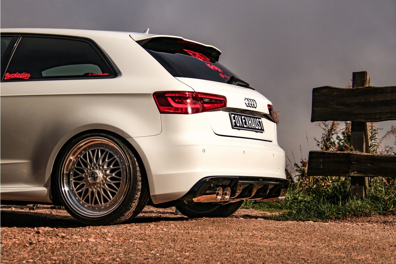 Fox Duplex Auspuff Sportauspuff Endschalldämpfer für Audi A3 8V Sportback 1.8