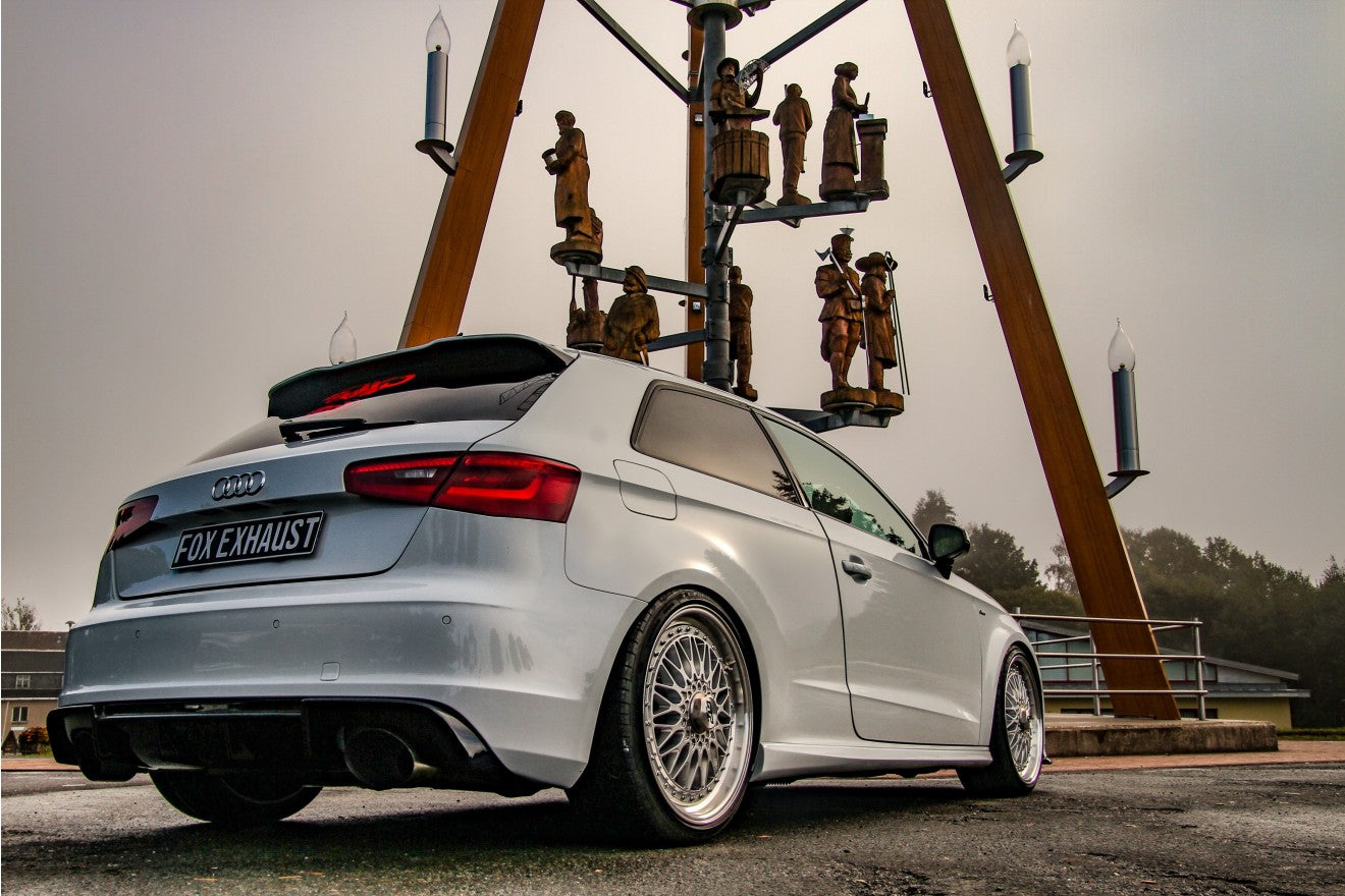 Fox Duplex Auspuff Sportauspuff Endschalldämpfer für Audi A3 8V Sportback 2.0