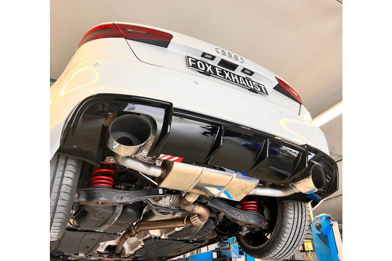 Fox Duplex Auspuff Sportauspuff Endschalldämpfer für Audi A3 8V Sportback 2.0