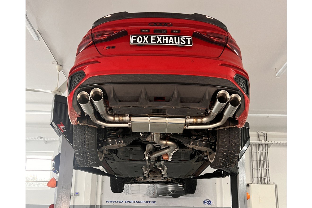Fox Duplex Auspuff Sportauspuff Endschalldämpfer Halbanlage für Audi S3 GY Limo