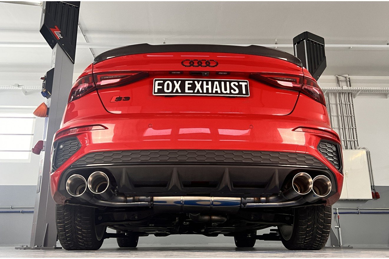Fox Duplex Auspuff Sportauspuff Endschalldämpfer Halbanlage für Audi S3 GY Limo