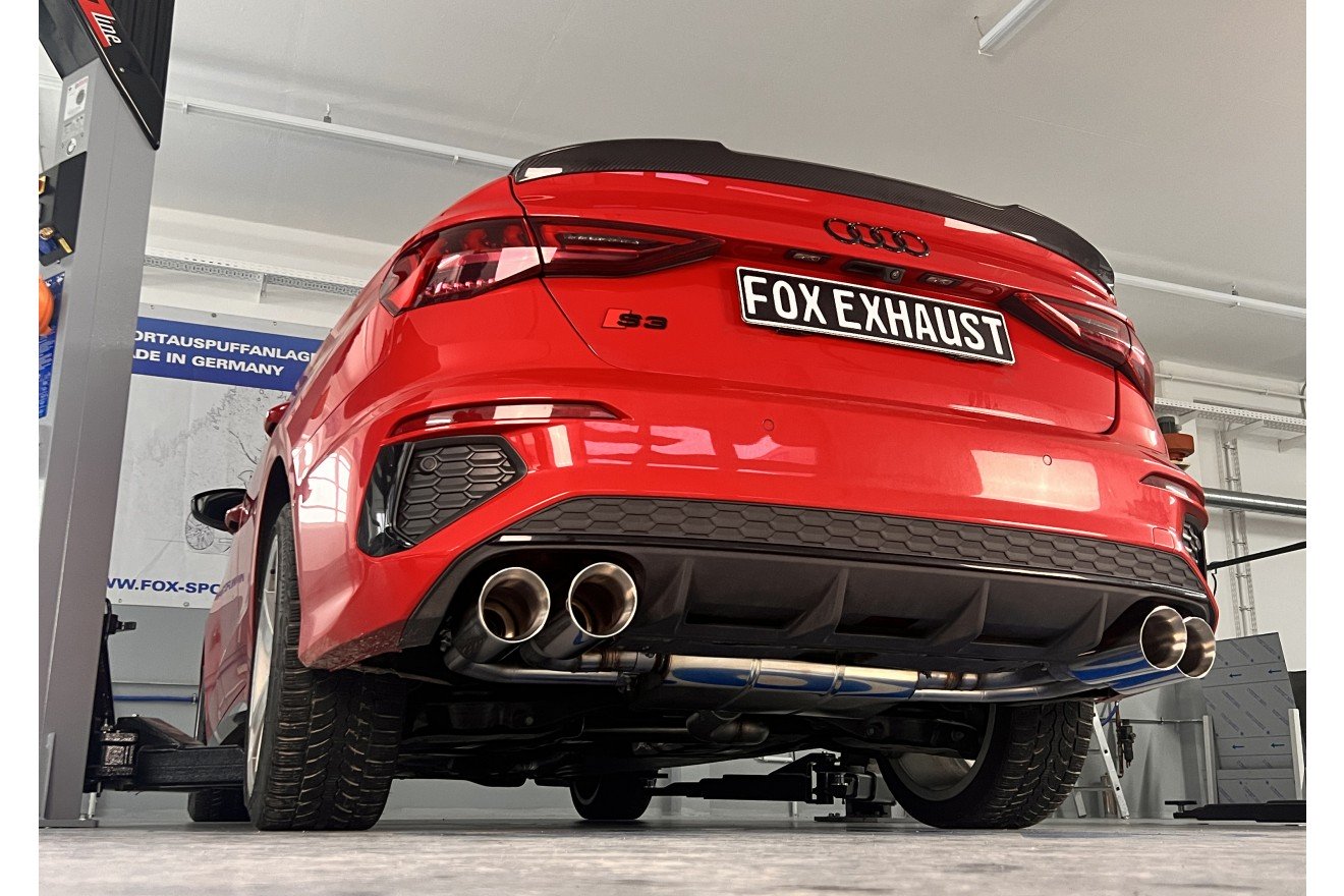Fox Duplex Auspuff Sportauspuff Endschalldämpfer Halbanlage für Audi S3 GY Limo