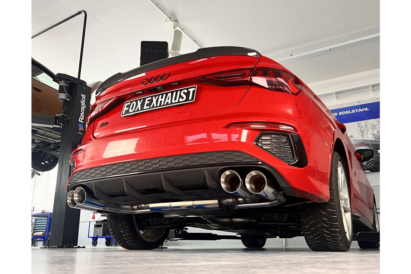 Fox Duplex Auspuff Sportauspuff Endschalldämpfer Halbanlage für Audi S3 GY Limo