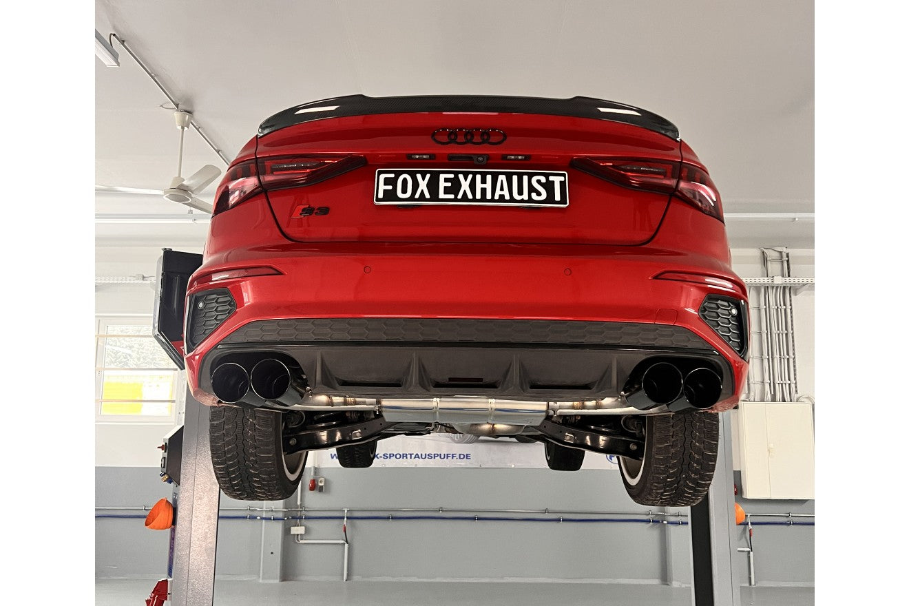 Fox Duplex Auspuff Sportauspuff Endschalldämpfer Halbanlage für Audi S3 GY Limo
