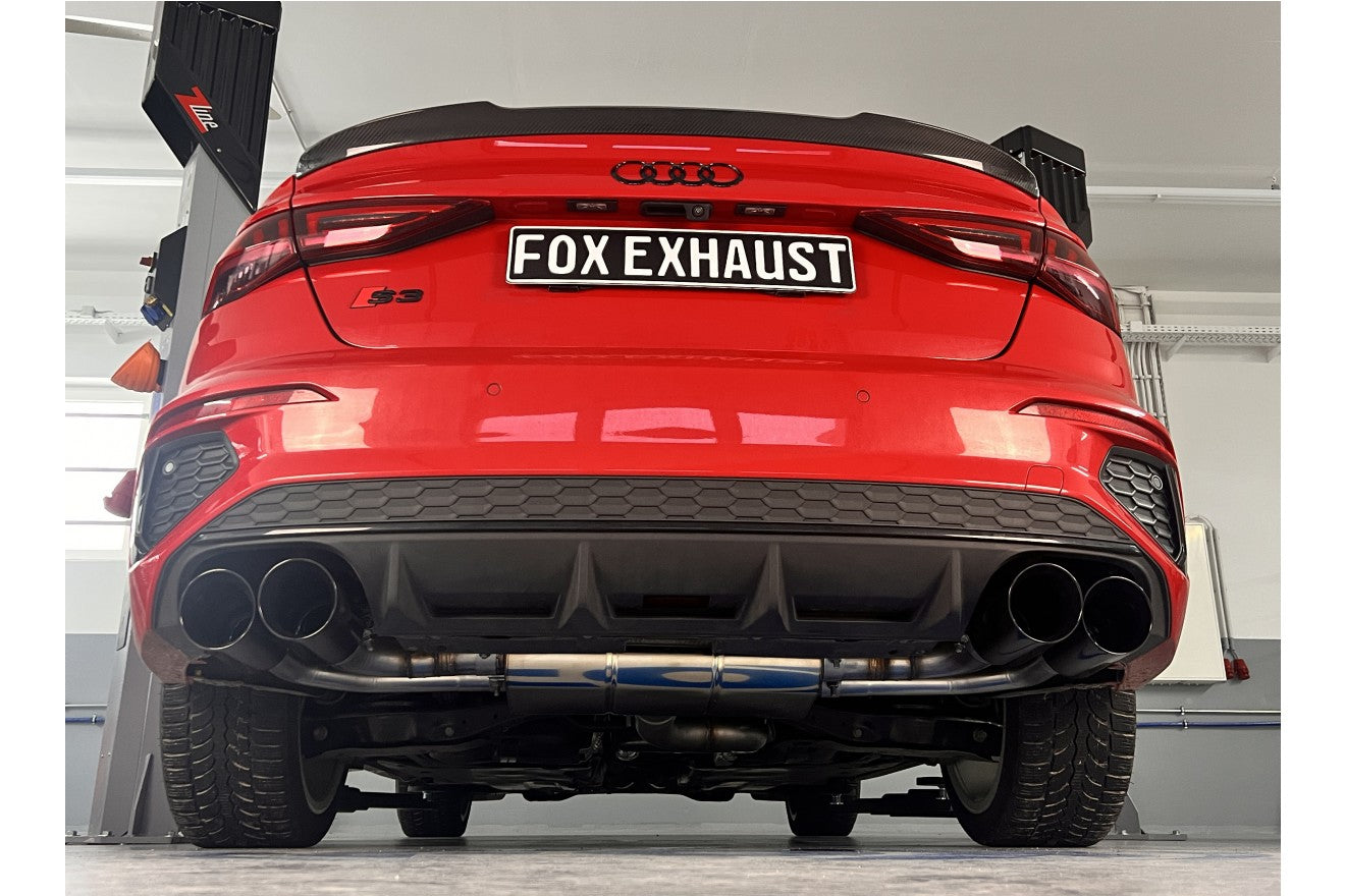 Fox Duplex Auspuff Sportauspuff Endschalldämpfer Halbanlage für Audi S3 GY Limo