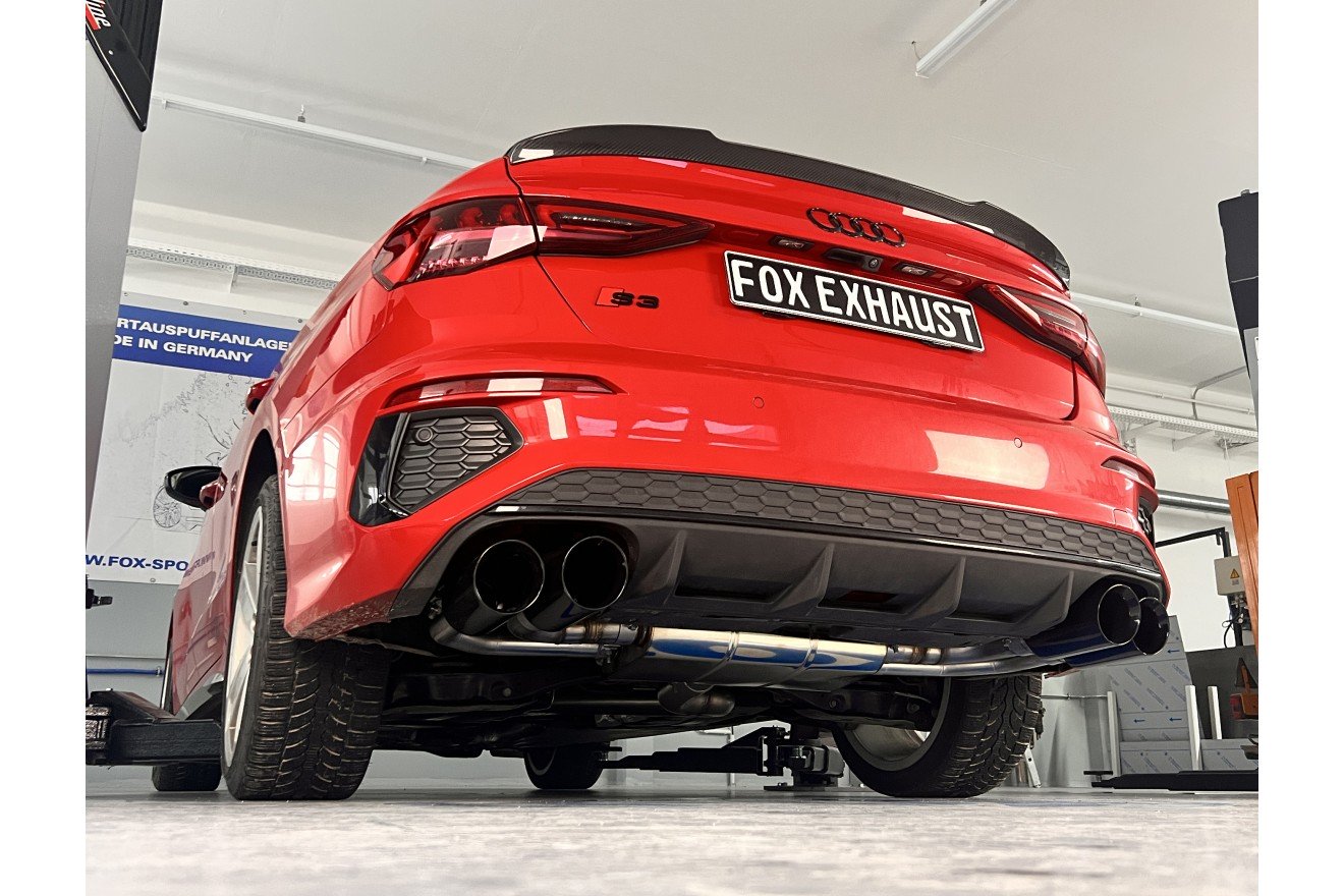 Fox Duplex Auspuff Sportauspuff Endschalldämpfer Halbanlage für Audi S3 GY Limo
