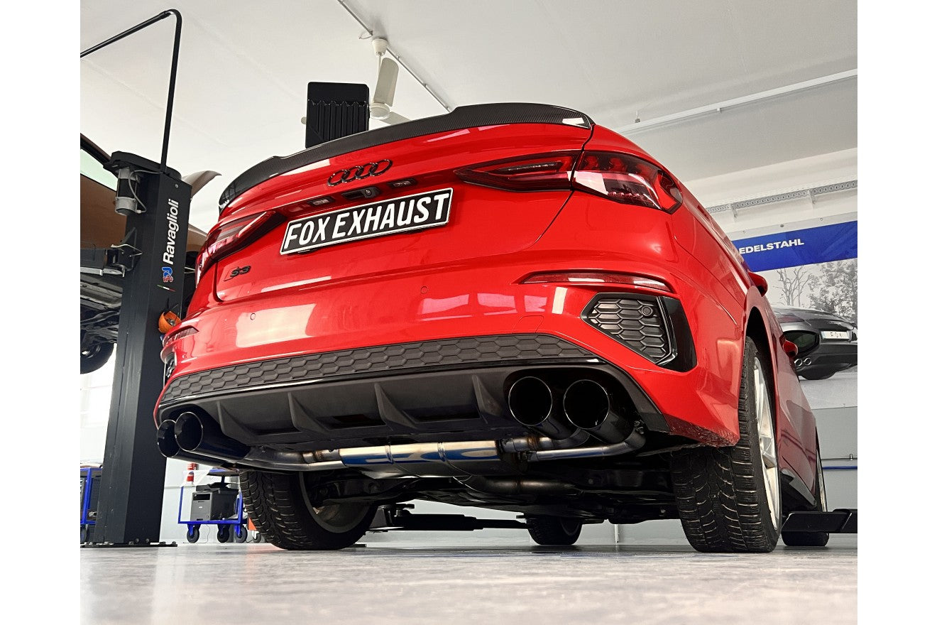 Fox Duplex Auspuff Sportauspuff Endschalldämpfer Halbanlage für Audi S3 GY Limo