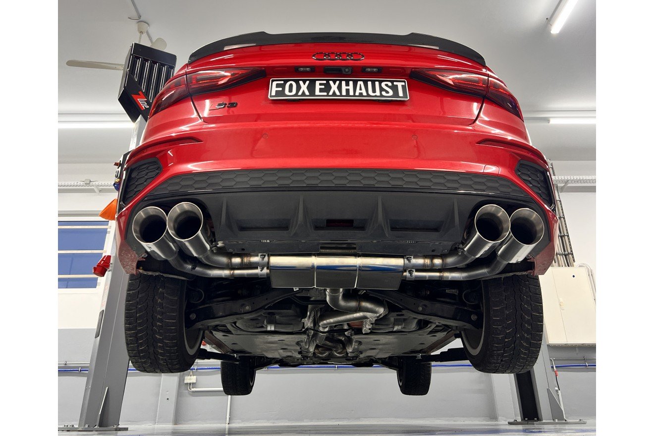 Fox Duplex Auspuff Sportauspuff Endschalldämpfer Halbanlage für Audi S3 GY Limo