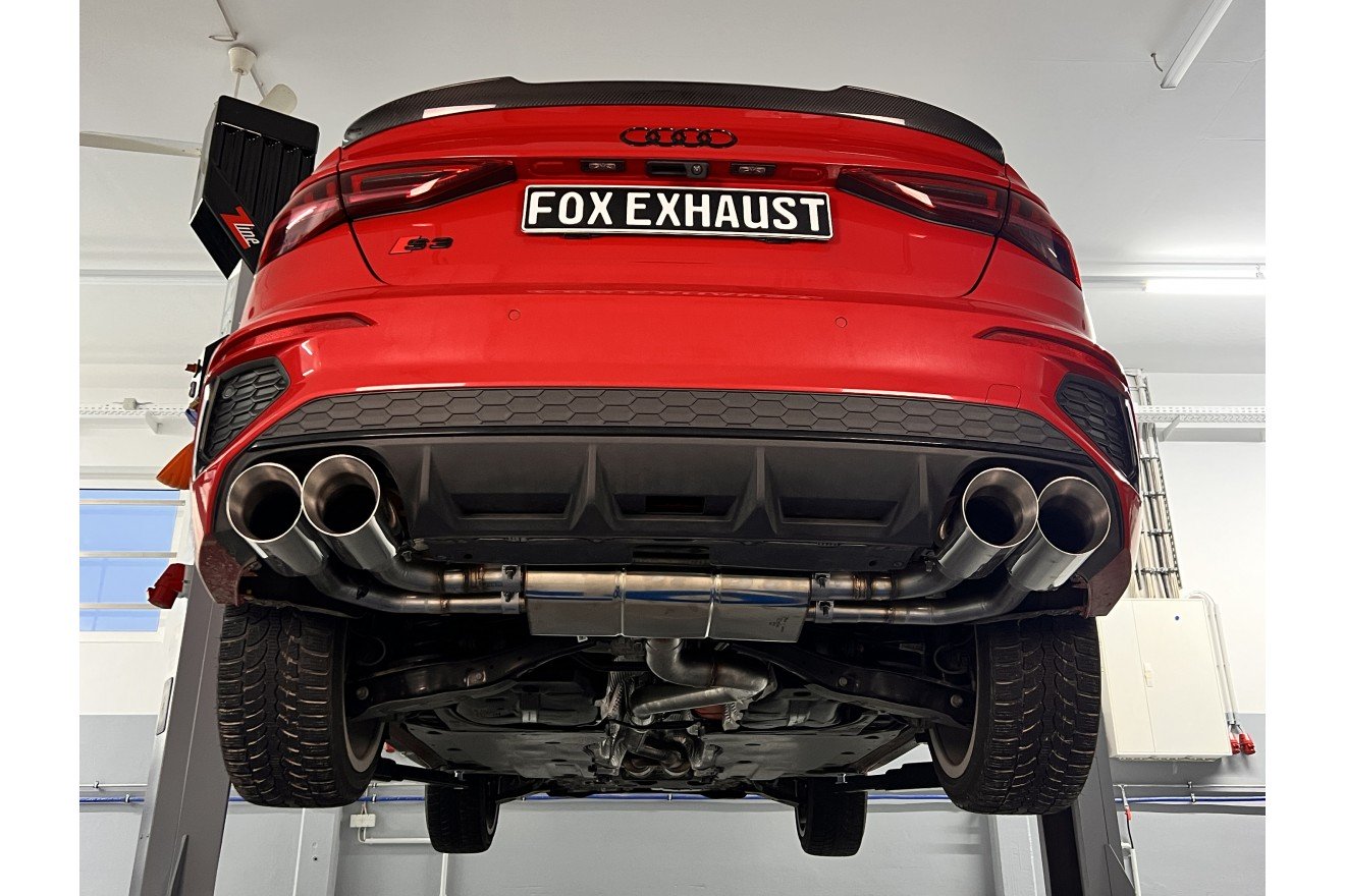 Fox Duplex Auspuff Sportauspuff Endschalldämpfer Halbanlage für Audi S3 GY Limo
