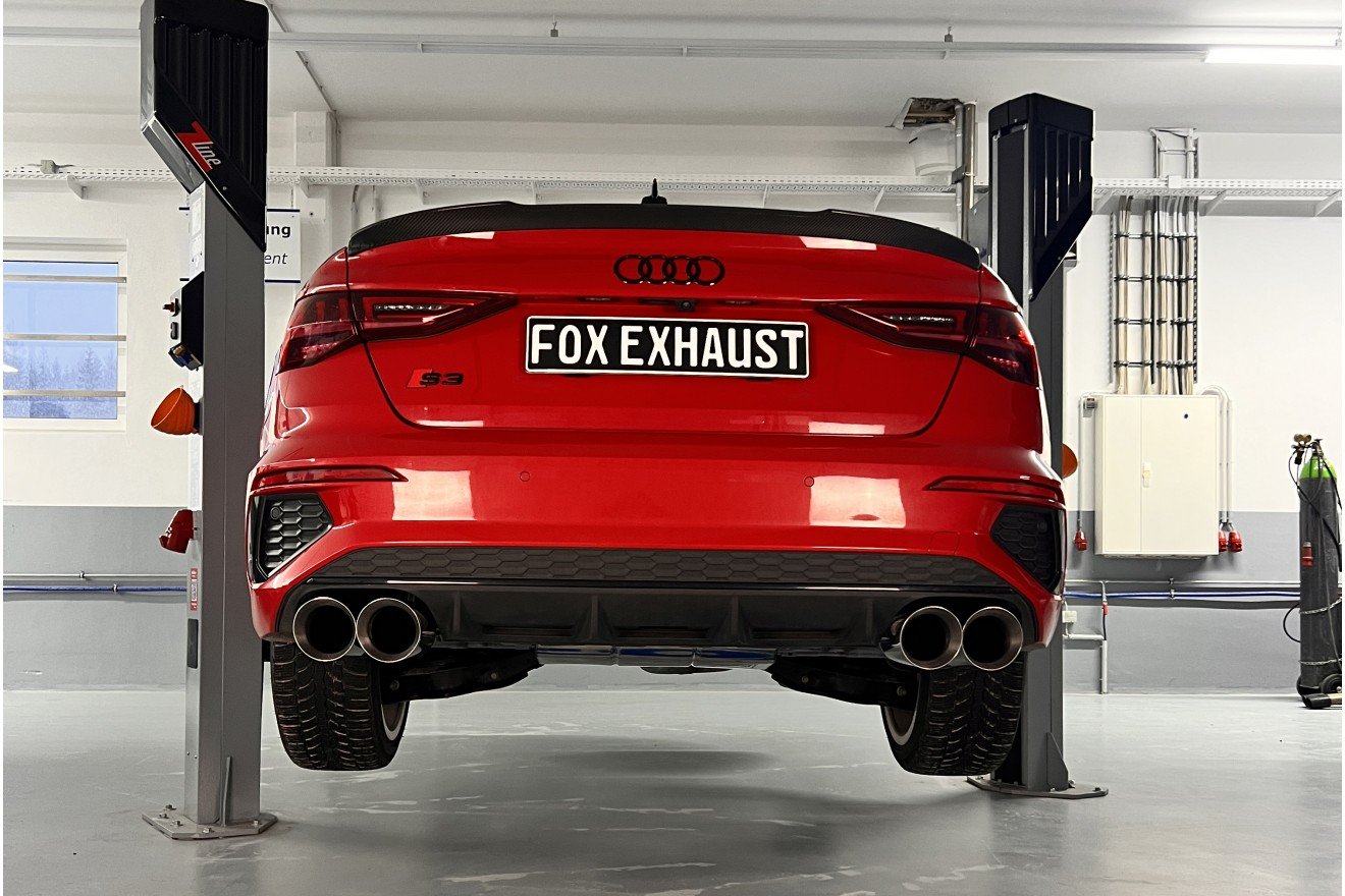 Fox Duplex Auspuff Sportauspuff Endschalldämpfer Halbanlage für Audi S3 GY Limo