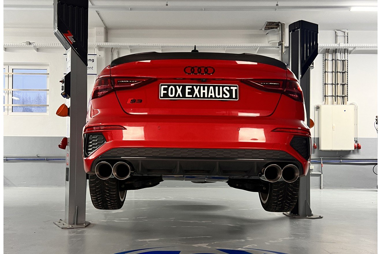 Fox Duplex Auspuff Sportauspuff Endschalldämpfer Halbanlage für Audi S3 GY Limo